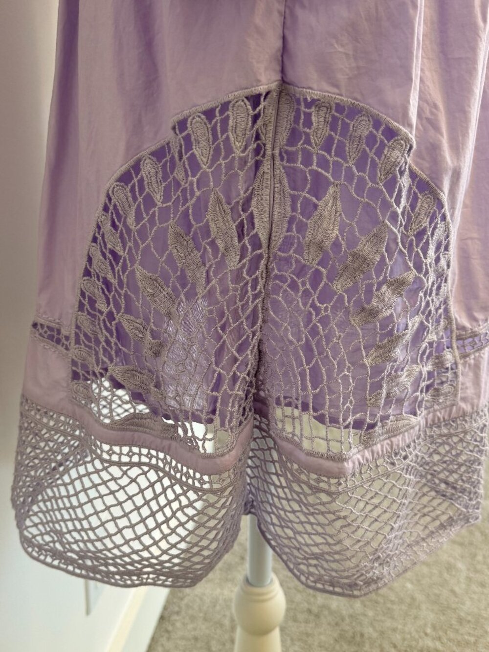 Vineyard Vines Lavender Lace Trim Dress Size Small Boho Embroidered Long Sleeve - Picture 3 of 5